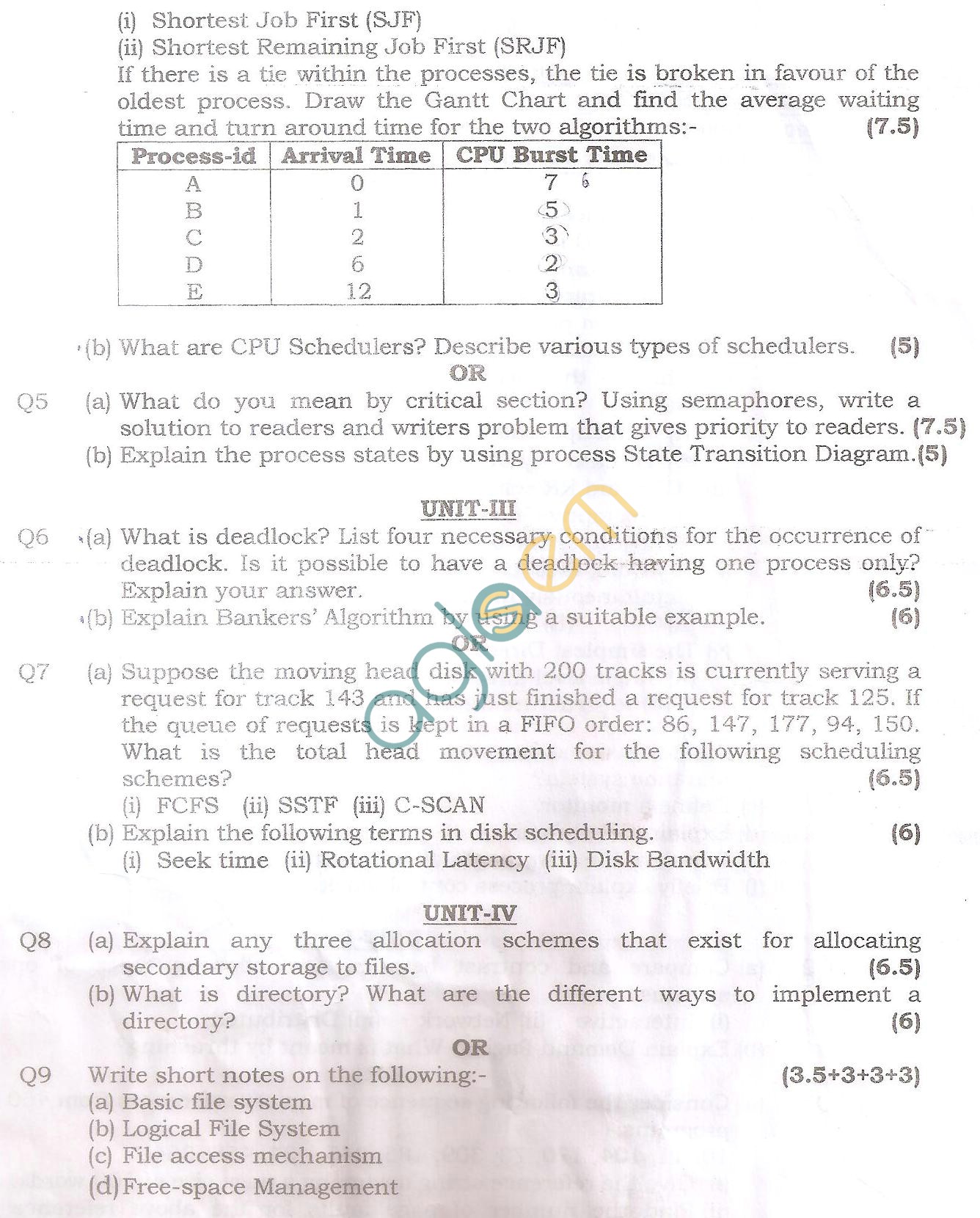 GGSIPU Question Papers Fourth Semester  end Term 2012  ETCS-212