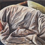 Sleeper (on futon); oil on canvas, 18 x 36 in, 2016