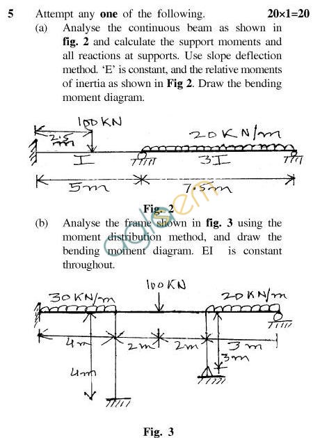UPTU B.Tech Question Papers - TEN-402-Structural Analysis