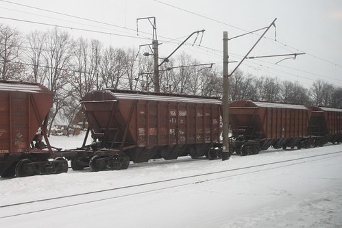 Ukrainian Railways train of grain hopper wagons