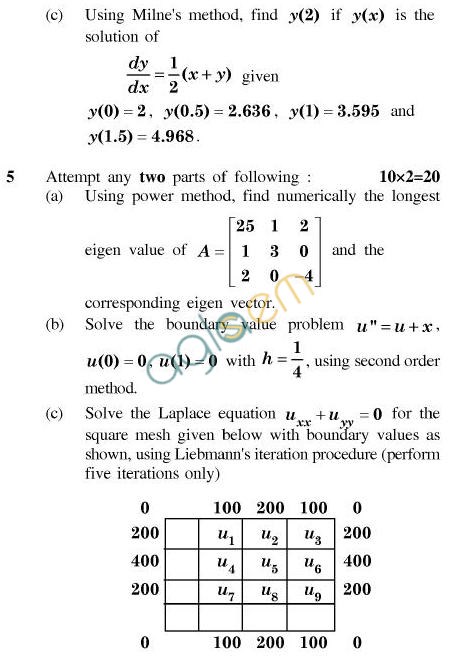 UPTU B.Tech Question Papers - TAS-401/TMA-401-Computer Based Numerical Methods