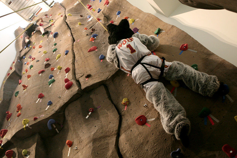 LU Wolf Scales the New Rock Climbing Wall