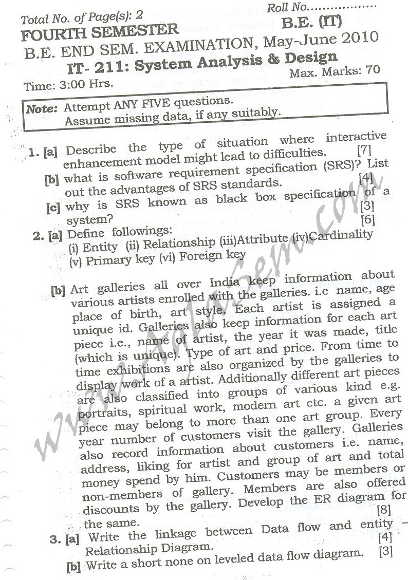 DTU Question Papers 2010  4 Semester - End Sem - IT-211