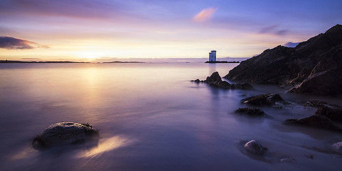 scotland uk portellen carraigfhada islay hebrides water lighthouse sky beach cloud clouds sea seascape sunrise