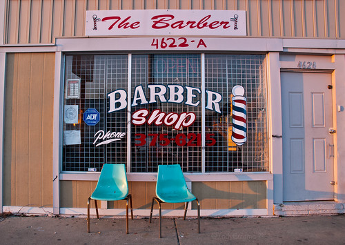 door urban sign chair sidewalk barbershop storefront goldenhour d80