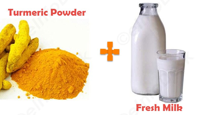 Tumeric powder and milk for soft pink lips naturally