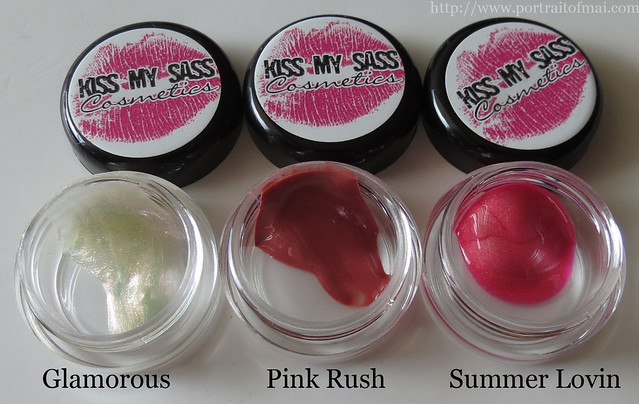 Kiss My Sass Lip Glaze in Glamorous, Pink Rush, and Summer Lovin