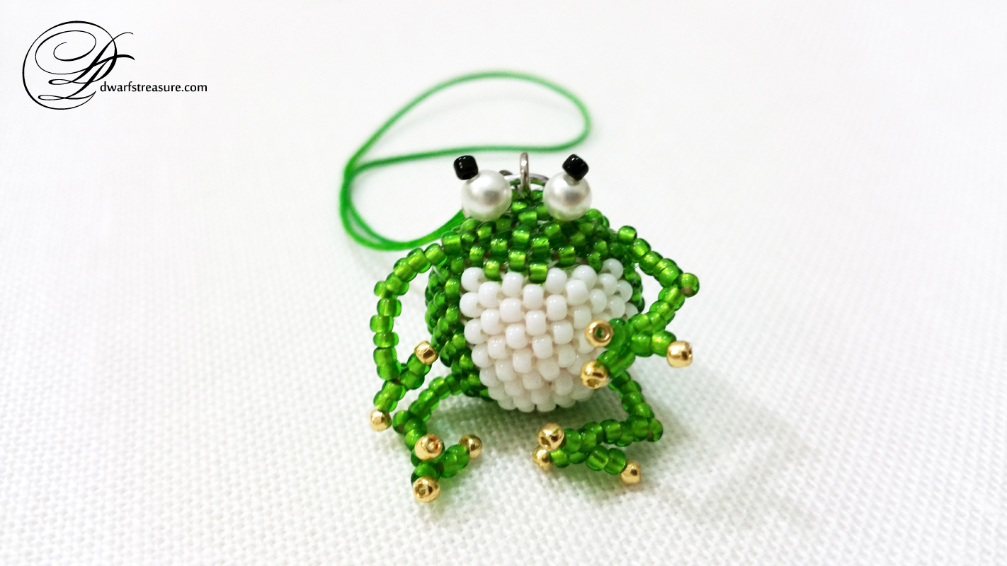 One of a kind beaded collectible frog figurine