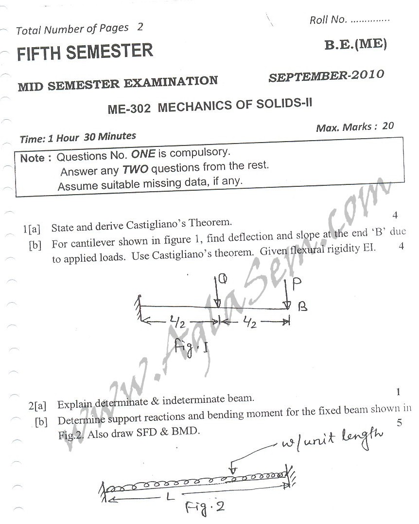 DTU Question Papers 2010  5 Semester - Mid Sem - ME-302