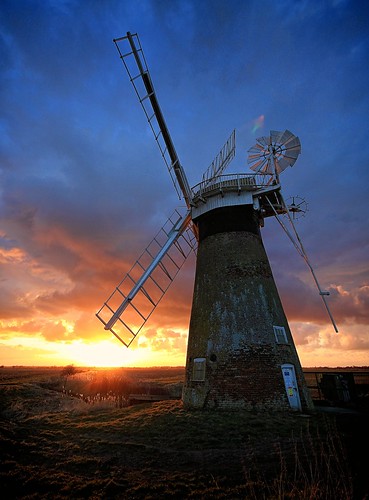 sunset mill windmill norfolk drainage windpump ludham thurne stbenets