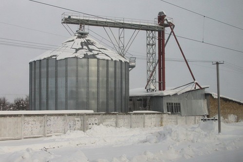 Steel grain silos at Popilnia (Попільня), Ukraine