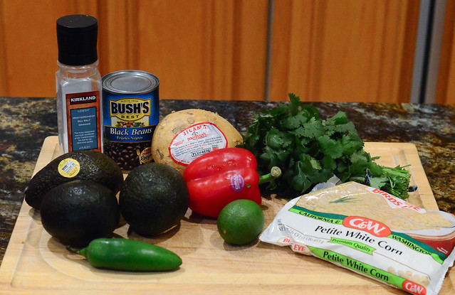 All the ingredients required to make Fully Loaded Guacamole.