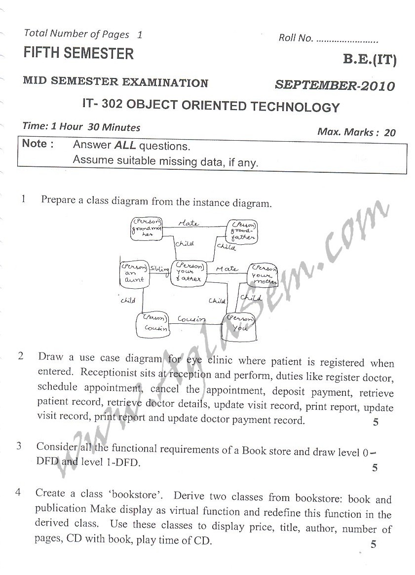 DTU Question Papers 2010  5 Semester - Mid Sem - IT-302
