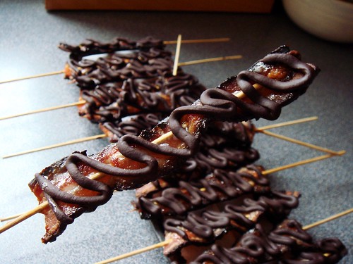 Maple Candied Bacon with Dark Chocolate
