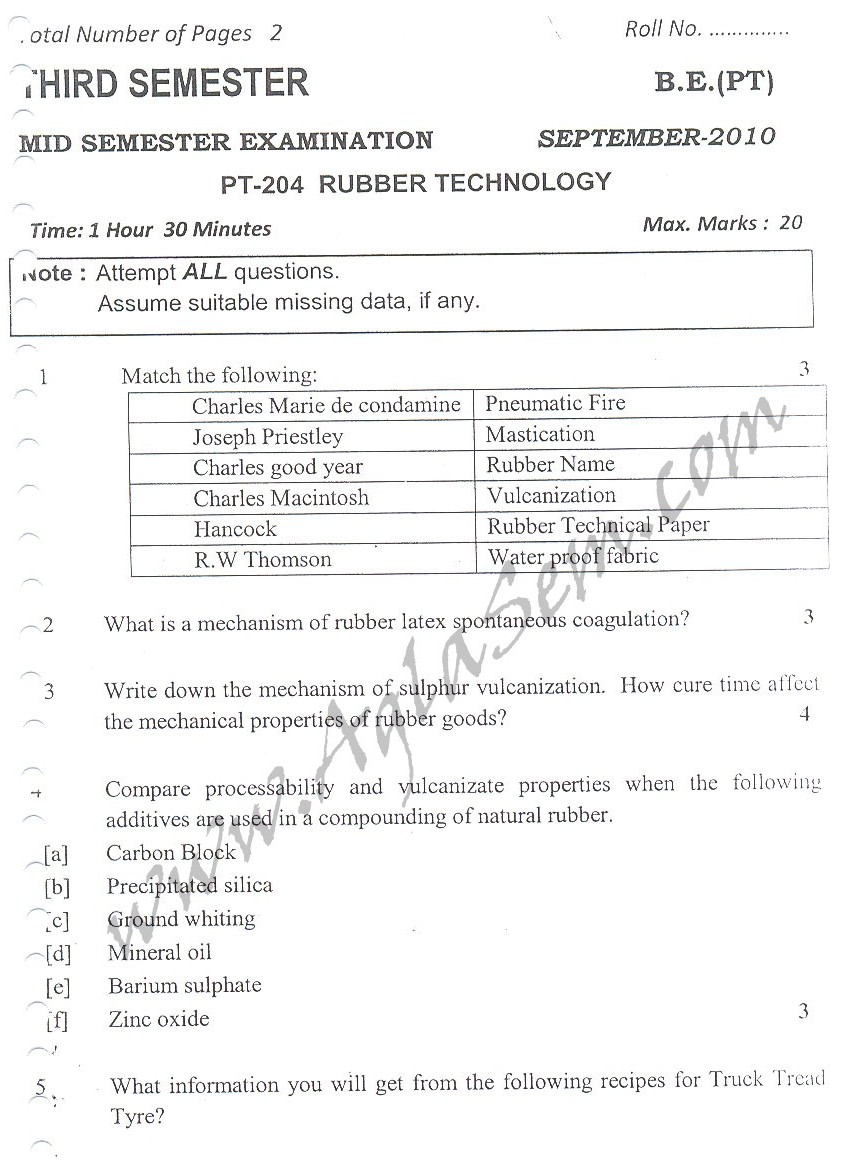 DTU Question Papers 2010  3 Semester - Mid Sem - PT-204