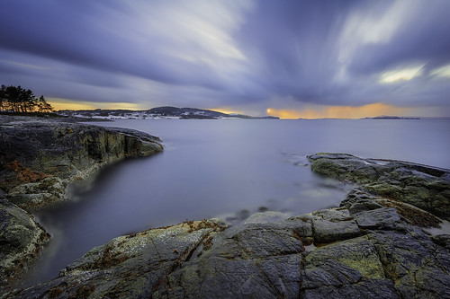 longexposure sunset norway rocks fjord