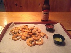 Steamed Old Bay Shrimp and Dogfish Head 90 minute IPA