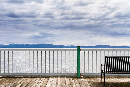 trip travel blue vacation sky usa cloud lake newyork mountains green water burlington fence bench landscape vermont board grunge clip crop half boardwalk lakechamplain canoneos7d canonef2470mmf28lisiiusm