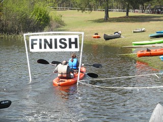 Paddlers at the finish