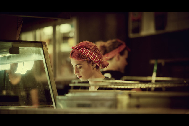 Girl at the bar - Cinematic Street Photography