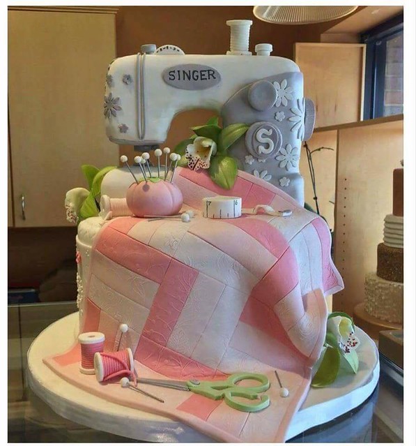 Sewing Machine Cake from Quilting Board