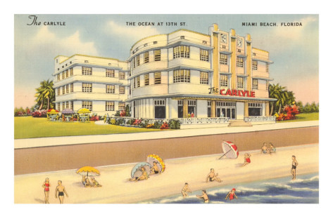 An example of an old postcard depicting the Carlyle Hotel