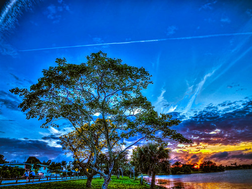 trees sunset lake clouds hdr joggers osborne topaz photomatix