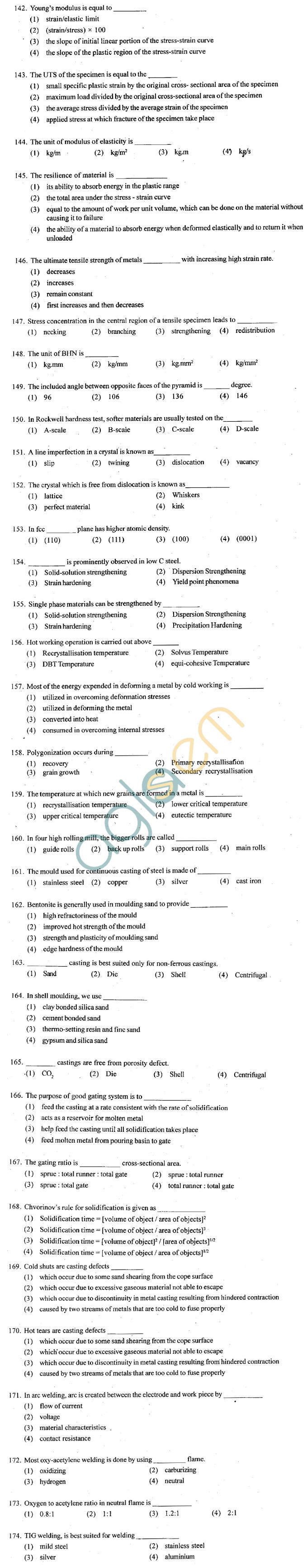 ECET 2012 Question Paper with Answers - Metallurgical Engineering