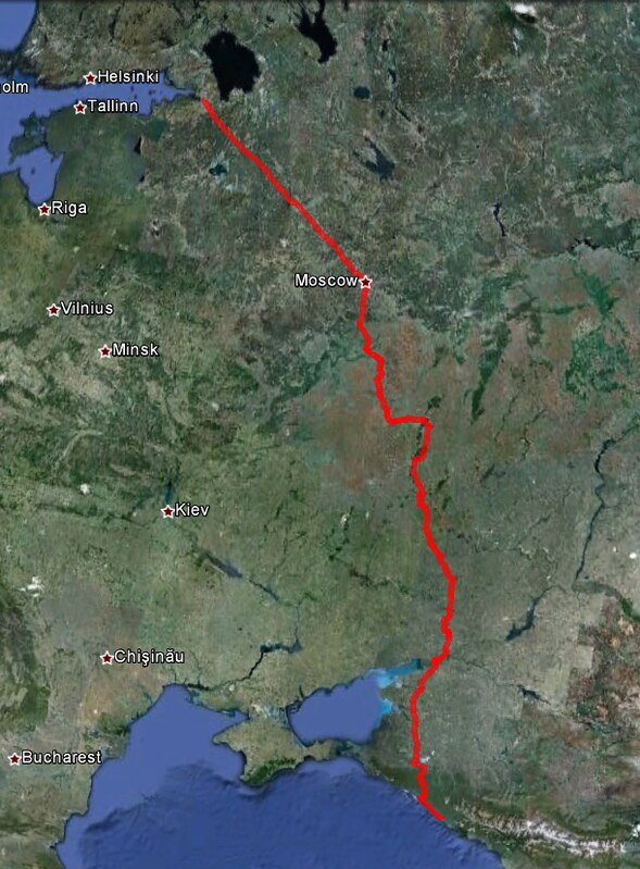 Our route from Sochi to St Petersburg by train