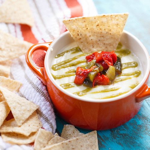 queso with roasted poblano sauce
