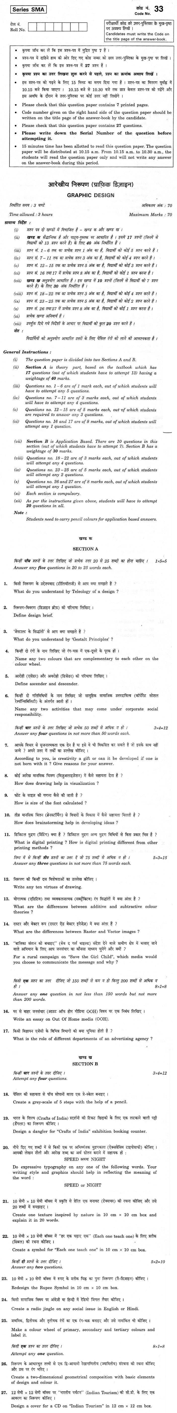 CBSE Class XII Previous Year Question Paper 2012: Graphics Design
