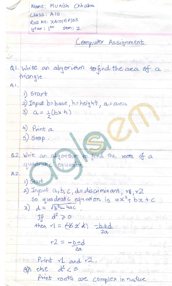 DTU Assignments - 1 Sem - Computer Assignment