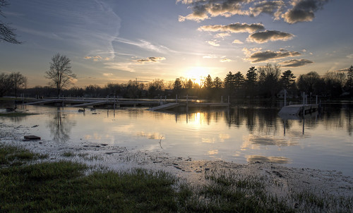sunset water clouds canon reflections illinois flooding day flood clear photomatix 18135 foxrivergrove benkennedy 60d
