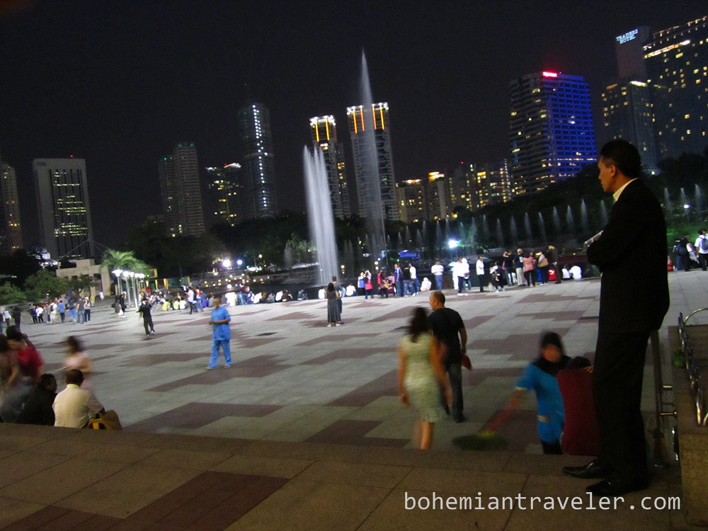 Under the Petronas Towers at night