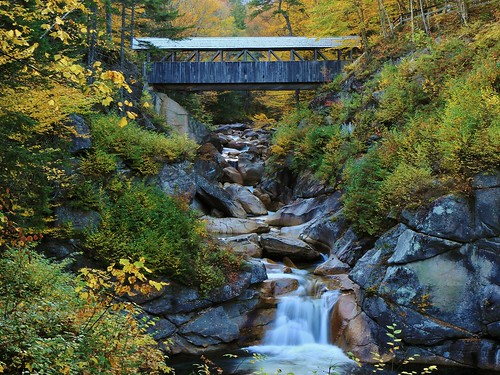 park new bridge autumn trees england color colour tree fall water colors pool leaves pine river leaf october stream colours state oct nh pemigewasset hampshire falls basin covered trunk gorge flume leafs bushes cascade shrubs sentinel 2013