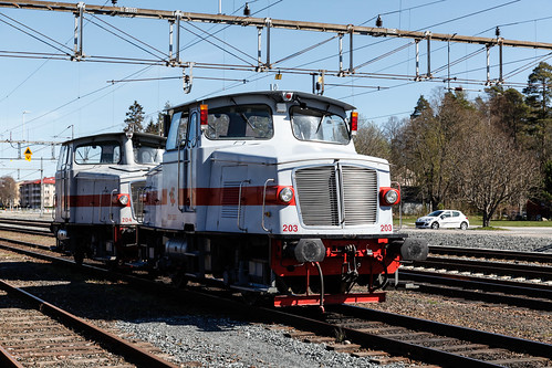 hällefors 2016 station bangård vår maj järnväg z65 lokomotor 203 204 tågab bergslagsbanan bj