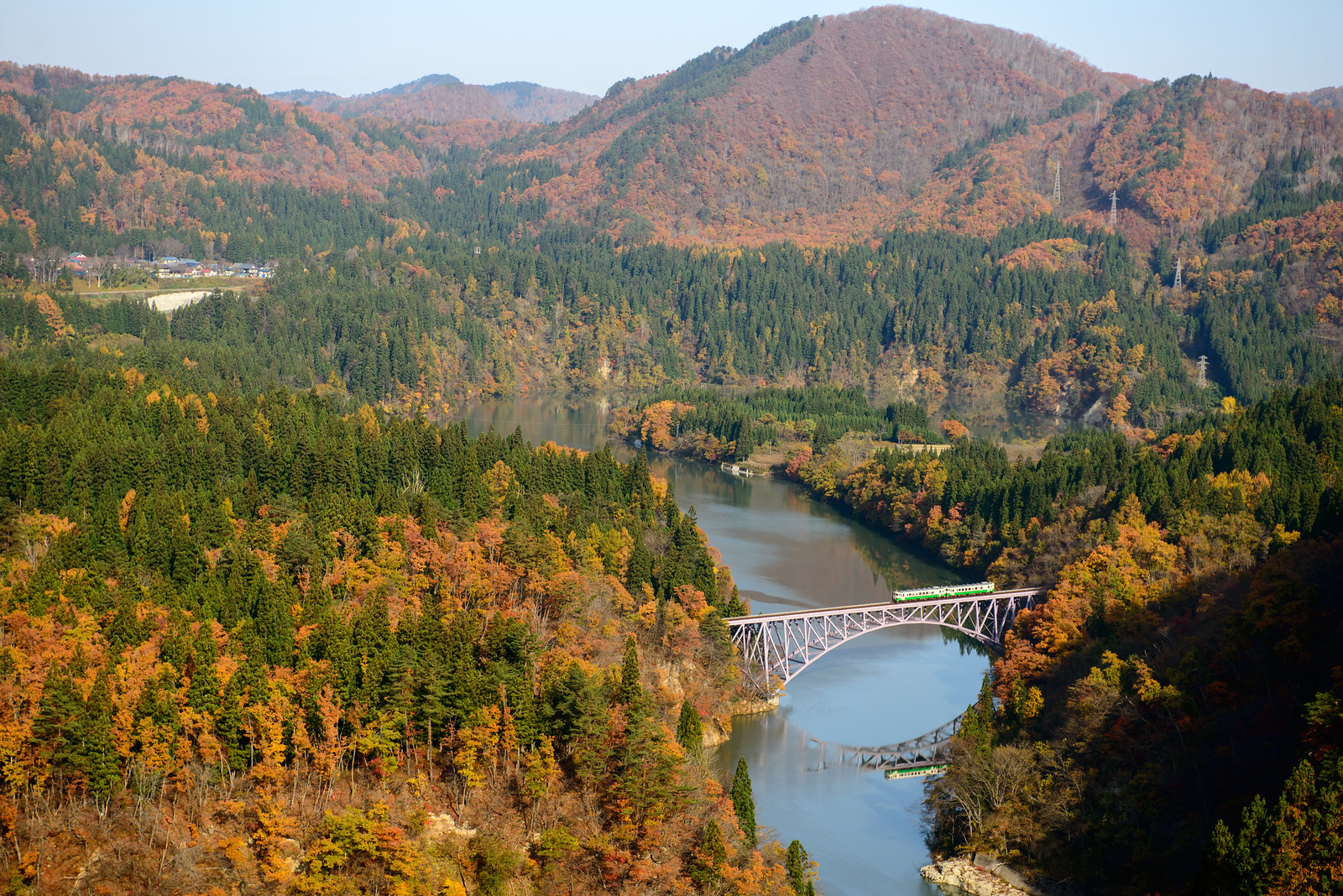 只見線の秋 第一只見川橋梁