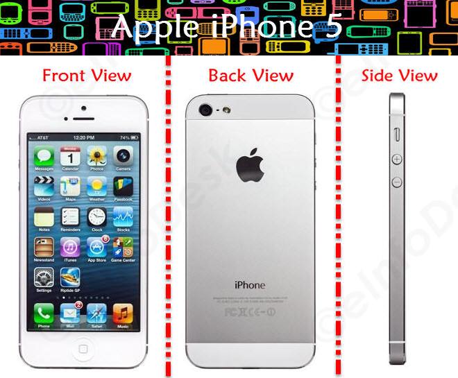apple iphone 5 front back and side view