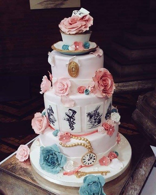 Vintage Alice in Wonderland Wedding Cake by Karen Mitchell of Sugarlicious cakes by Karen
