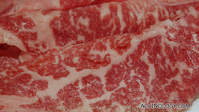 Close-up on the fine marbling 