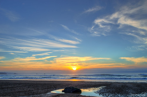 sunset sea costa beach rock atardecer coast mar spain nikon asturias playa roca xagó gozón d7000