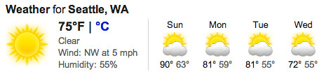 Weather for Seattle on Aug 5th, 2012