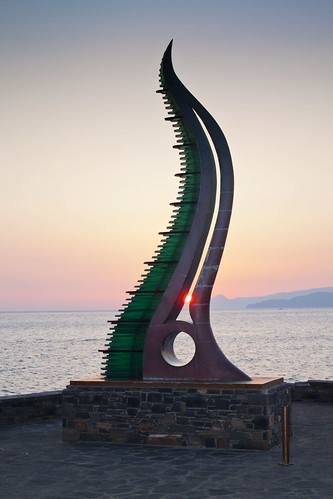 sea sculpture sunrise mediterranean crete agiosnikolaos