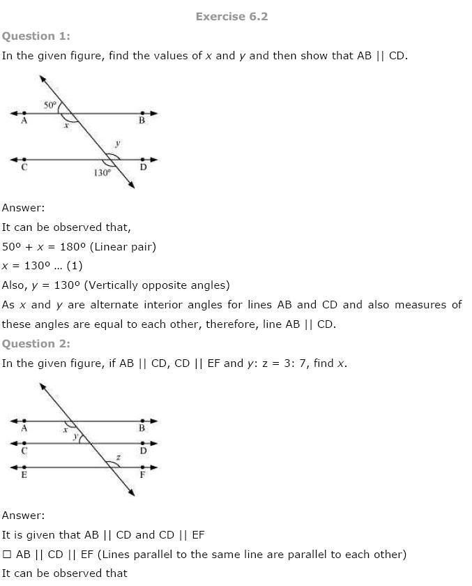 NCERT Solutions for Class 9 Maths Chapter 6 Lines and Angles