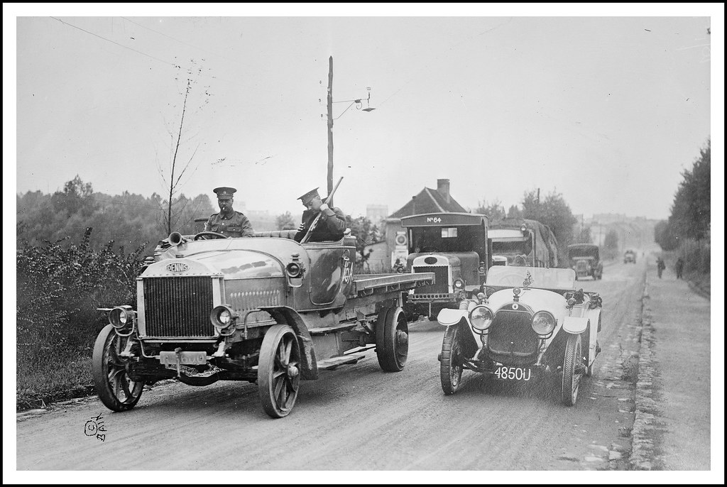 British military vehicles in France during World War One