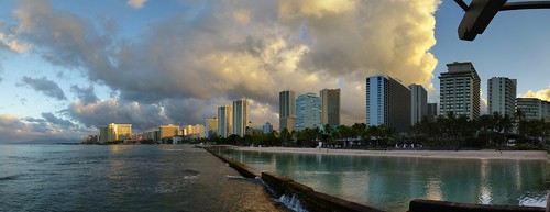 honolulu hawaii hi waikiki skyline sunrise panorama microsoftice oʻahu oahu
