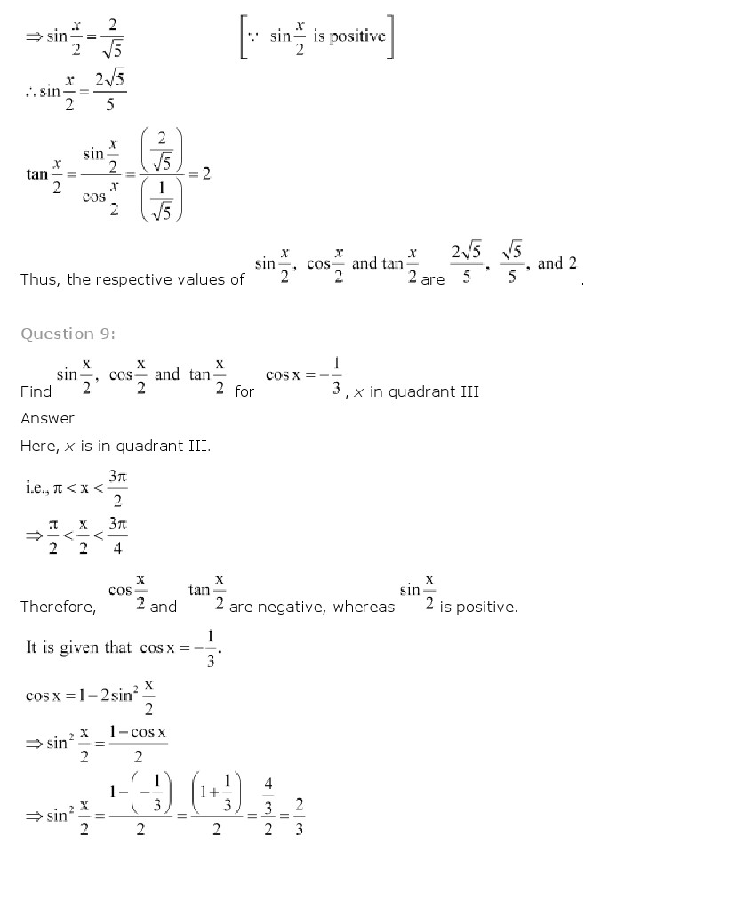NCERT Solutions for Class 11 Maths Chapter 3 - Trigonometric Functions