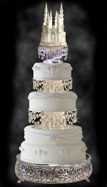 Gorgeous Wedding Cake with Swarovski Crystal Cinderella Castle Royal Wedding Cake Topper by Etsy