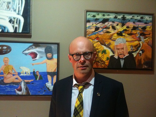 Harry Hill is serious about his hobby at White Stuff, George Street Edinburgh