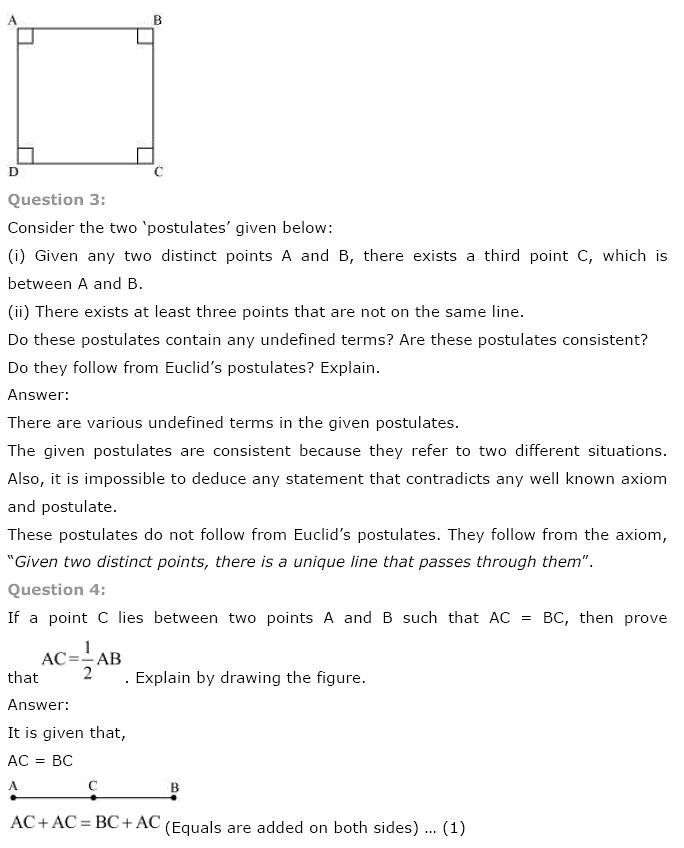 NCERT Solutions For Class 9 Maths Solutions Chapter 5 Introduction to Euclid’s Geometry PDF Download